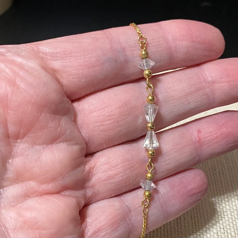 Vintage Gold and Crystal 32” chain Necklace